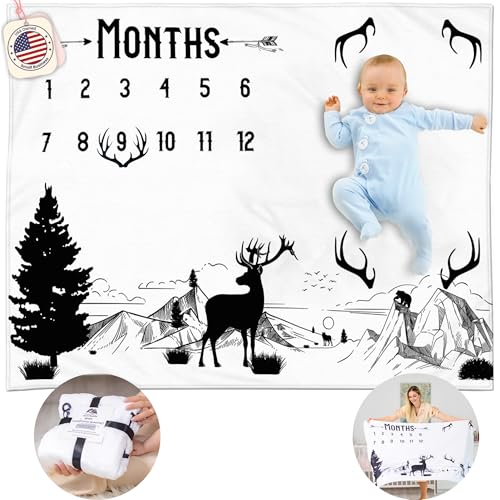 Baby Boy Milestone Blanket with Felt Frame