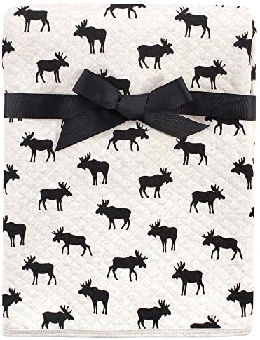 Hudson Baby Unisex Quilted Swaddle Blanket Moose 1-Pack