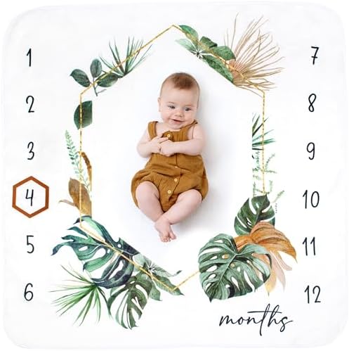 Calloo Baby Milestone Blanket - 46x46 Inches Monthly Growth Photo Prop