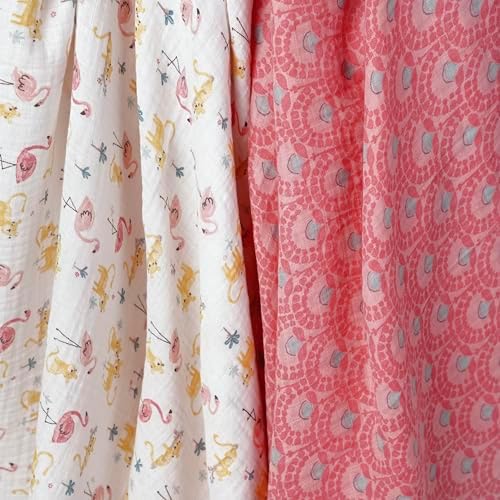Gerber Baby 2-Pack Muslin Blanket Animal Geo Girl One Size