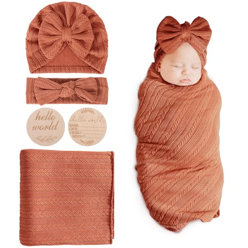 DRESHOW BQUBO Baby Swaddle Set for Girls 4PCS