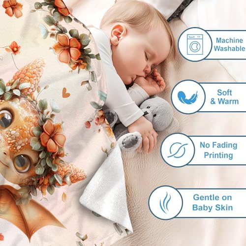 Hyturtle Personalized Dragon Baby Blanket - Cozy Fleece Blanket for Newborns