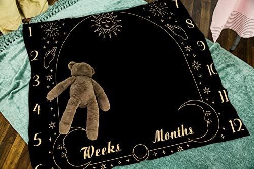 Baby Monthly Milestone Blanket - 48x40 Inch Swaddle Blanket with Sun Moon Design