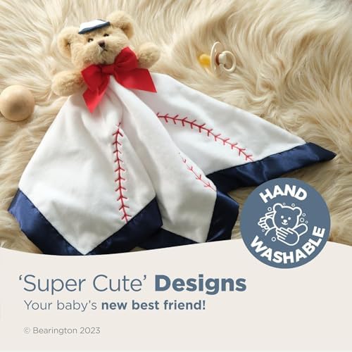 Bearington Collection Lil Slugger Baseball Lovey Blanket - 15 Inches Plush Satin