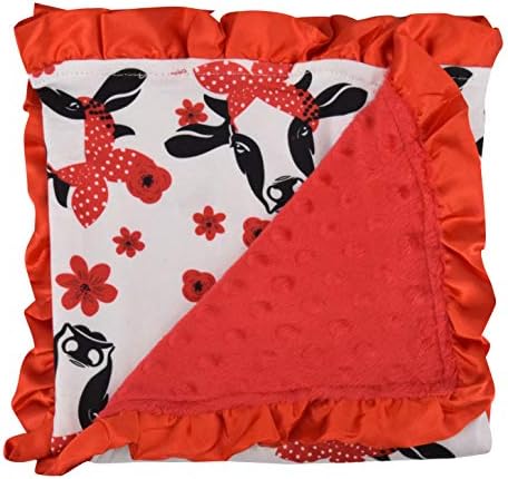 Unique Baby Soft Newborn Blanket with Satin Trim Red Cow 1