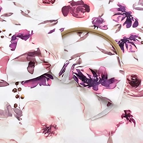 Baby Swaddle Blanket with Headband Set Purple Flowers