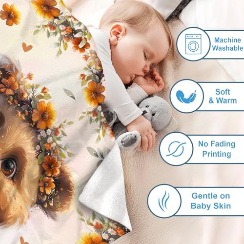 Hyturtle Personalized Bear Blanket - Custom Name Soft Cozy Plush for Newborns