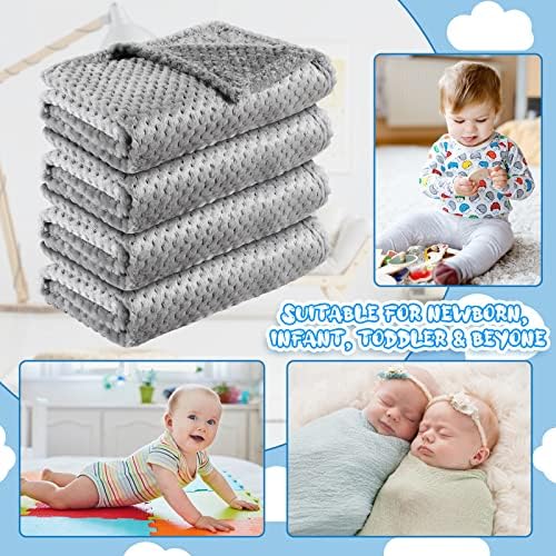 Kenning 4 Pcs Fuzzy Baby Blanket for Boys and Girls
