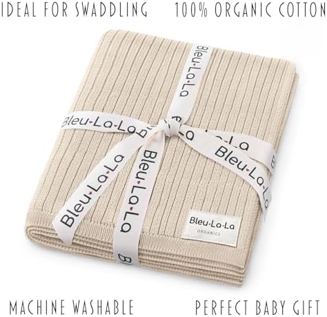 Organic Ribbed Swaddle Blanket - Oatmeal