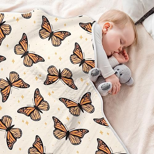 KICPOAY Swaddle Blanket for Brown Monarch Butterflies Baby Receiving Blanket