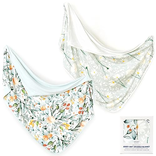 GRSSDER Swaddle Blanket 2 Pack for Baby Girls
