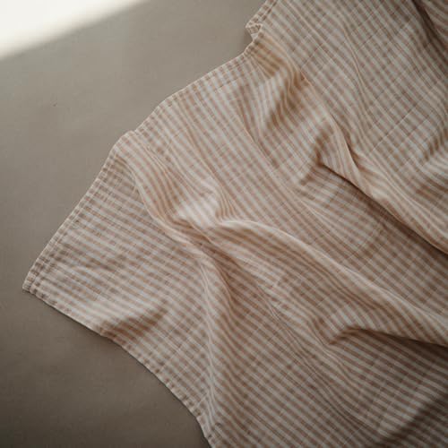 Mushie Muslin Baby Swaddle Blanket - Natural Stripe 100 Organic Cotton