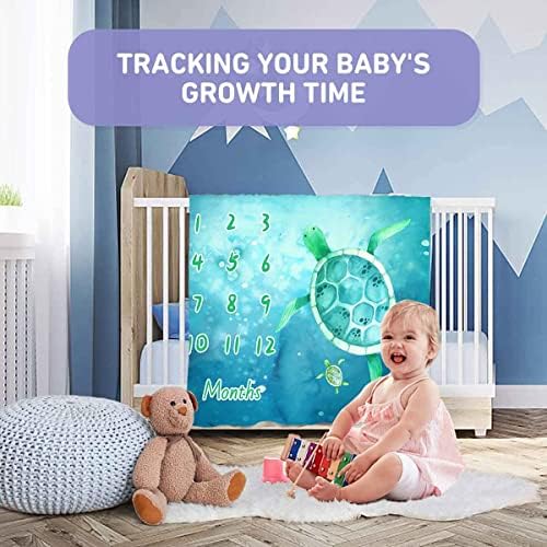 PHMOJEN Baby Milestone Blanket with 4 Frames and Headband