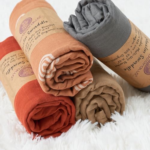 Meracorallo Muslin Swaddle Blanket Brick Red 47x47