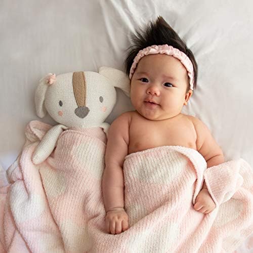 Living Textiles Pink Hearts Chenille Baby Blanket Reversible