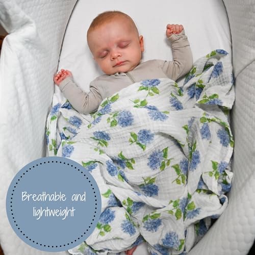 LollyBanks Hydrangea Print Swaddle Blanket 47x47 Inches