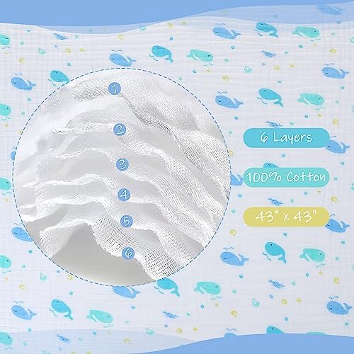 Miracle Baby Muslin Swaddle Blanket 6 Layers 43x43 Super Soft 100 Cotton