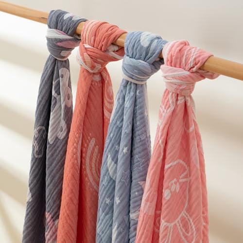 Soft 100 Cotton Muslin Baby Blanket with Moon Pattern