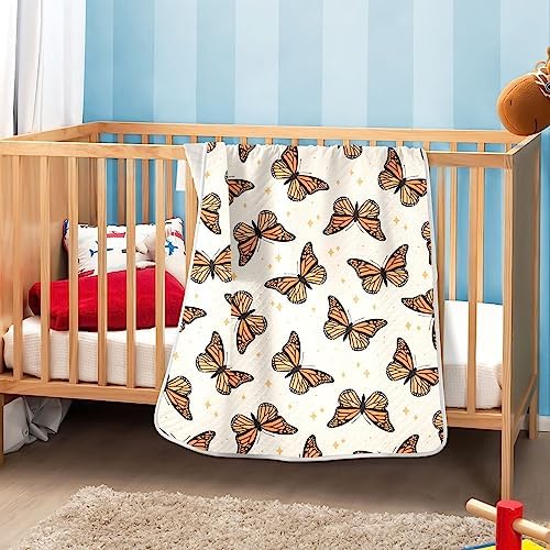 KICPOAY Swaddle Blanket for Brown Monarch Butterflies Baby Receiving Blanket