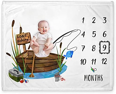 Yuzioey Fishing Baby Milestone Growth Chart Blanket