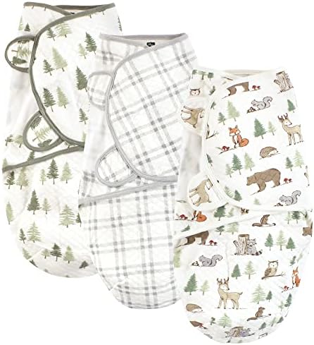 Hudson Baby 3pk Swaddle Wrap Forest Animals 0-3 Months