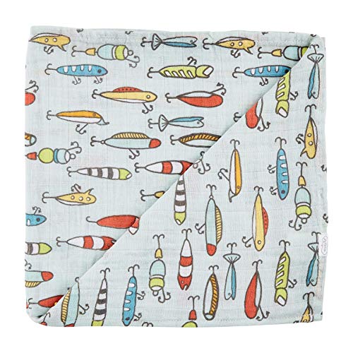 Mud Pie Kids Fishing Muslin Swaddle Blanket