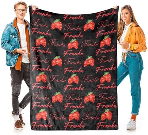 Custom Blanket with Name Text Red Strawberry Style 30x40inch