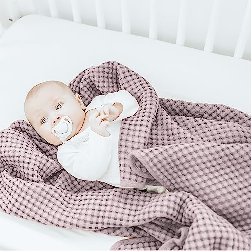 Konssy Waffle Baby Blanket - Soft Cozy Nursery Swaddle for Boys Girls