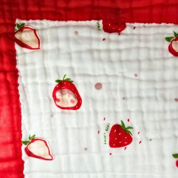Boucle Home Baby Cotton Receiving Blanket with Strawberry Pattern 1