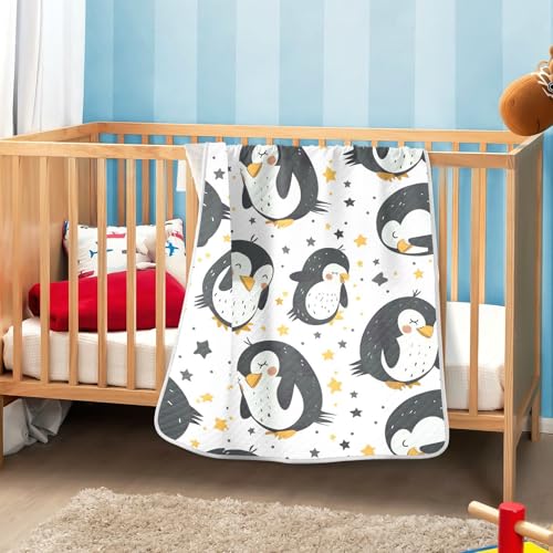 ALAZA Sleeping Penguin Star Swaddle Blanket