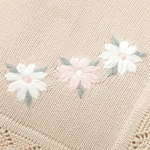 LAWKUL Beige Floral Swaddling Blanket 40x30 Infant Blanket