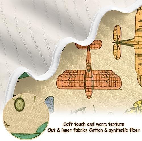Pigsaly Vintage Airplane Baby Blanket 30x40in
