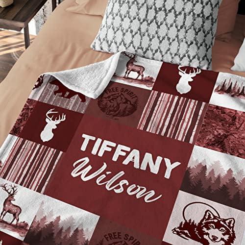 Hykuc Personalized Woodland Baby Blanket with Name 1
