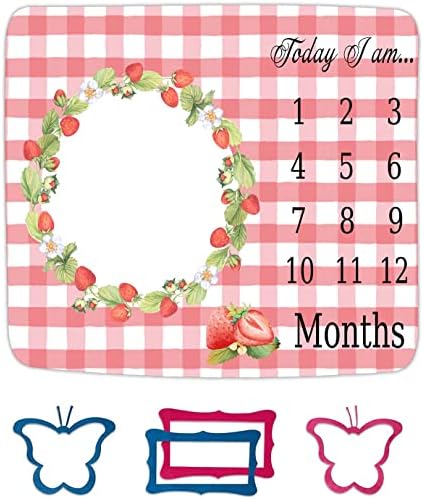 FHZON Strawberry Wreath Swaddling Blanket 48x40in