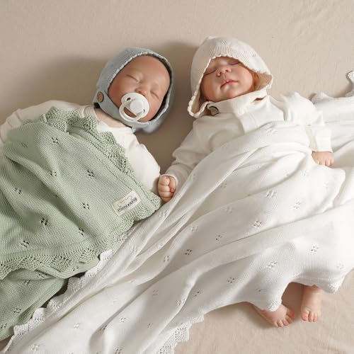 Mimixiong Cotton Baby Blanket Swaddling 30x40 Inch Sage Green