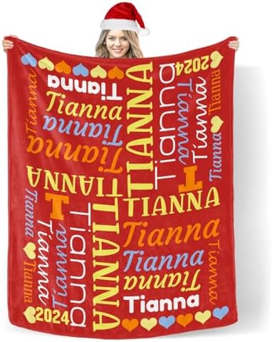 Custom Blanket with Name Text Personalized Swaddling Blanket for Baby