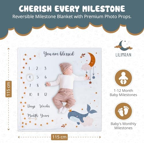Lilimran Monthly Milestone Blanket - Reversible Baby Photo Setup