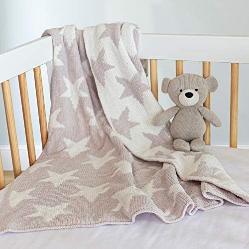 Living Textiles Grey Stars Chenille Baby Blanket Reversible