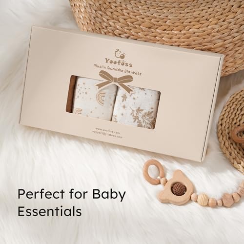 Yoofoss Muslin Swaddle Blankets 4-Pack 47x47 Baby Neutral Wrap
