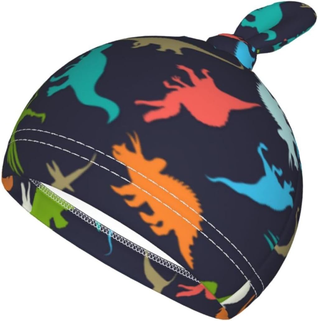 WELBB Dinosaur Swaddle Blanket Beanie Set for Newborns
