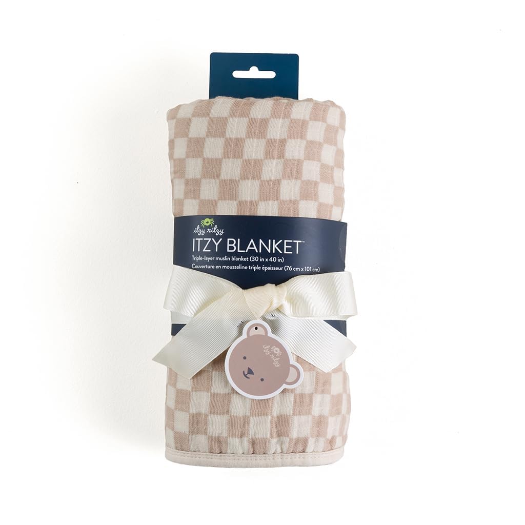 Itzy Ritzy Baby Blanket - Soft Cotton Muslin Checkerboard