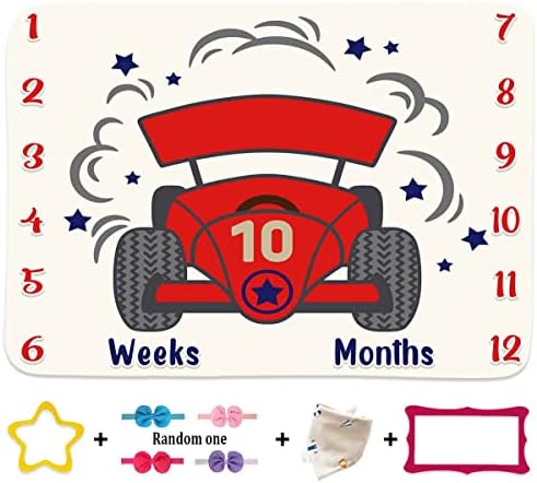 Racing Car Baby Milestone Blanket 48x40in