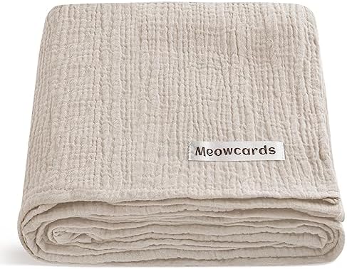 Meowcards Muslin Swaddle Blankets for Baby Unisex 47 x 47 Inches