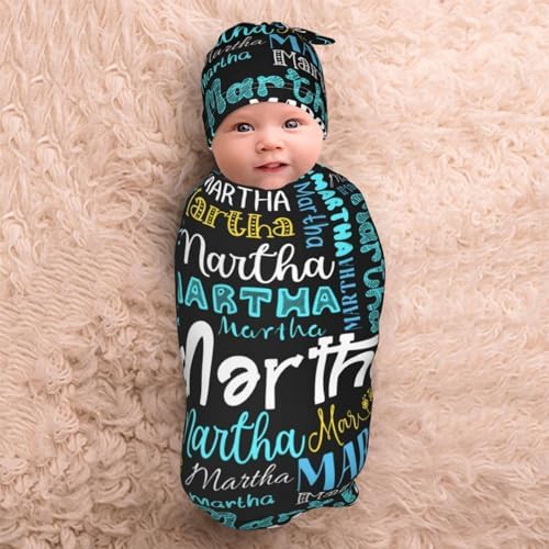 Personalized Baby Swaddle Set with Name and Hat