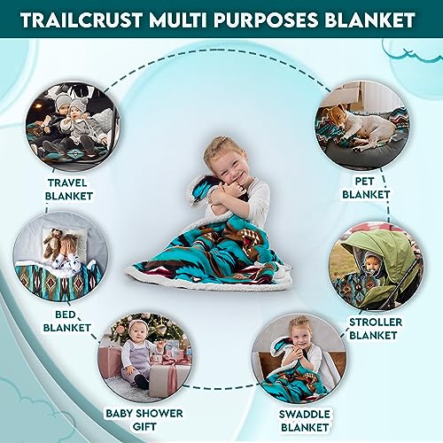 TrailCrest Teal Aztec Sherpa Fleece Baby Blanket