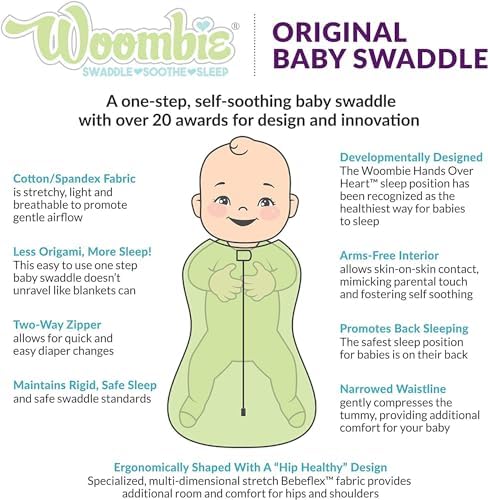 Woombie Original Baby Swaddling Blanket - Zipper Twilight Stripes 14-19 lbs