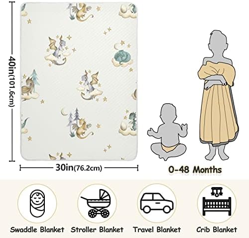 Dragon Baby Cotton Swaddle Blanket - 30x40 Inches Lightweight Soft Blanket for Infants