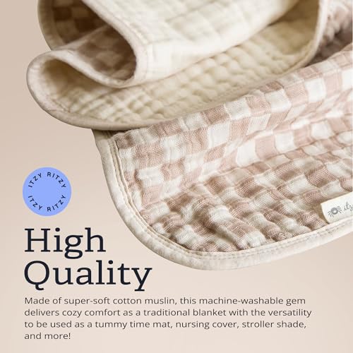 Itzy Ritzy Baby Blanket - Soft Cotton Muslin Checkerboard