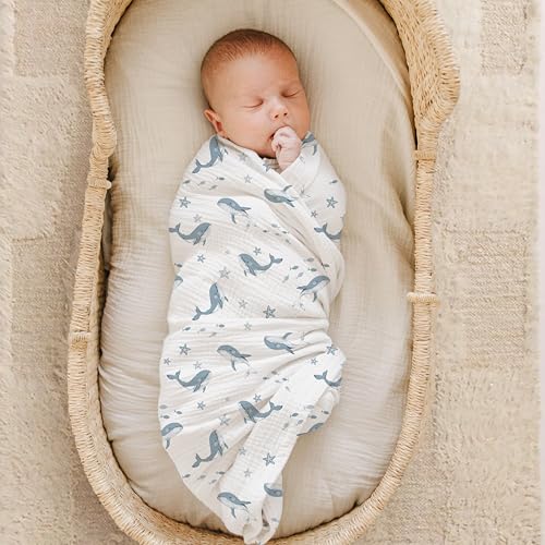 Konssy 2 Pack Muslin Swaddle Blankets 47 x 47 Inches