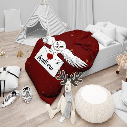 Zocoshi Personalized Wizard Owl Blanket Custom Name Letter Throw